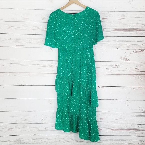 BB Dakota | Green Micro Dot Midi Dress NEW - Picture 2 of 5